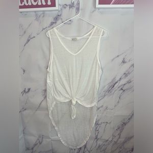 Cotton On High low tied knot white tank top sz M